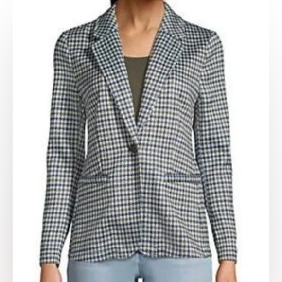 Lands' End Jackets & Blazers - NWOT Lands’ End sweater fleece one button houndstooth blazer jacket XL
